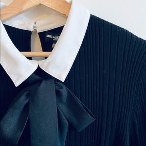 Karl Lagerfeld Black ribbed sweater with tie